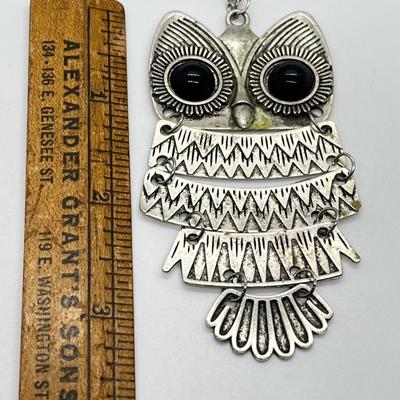 LOT 61: Vintage Costume Jewelry Necklaces with Large ANimal Pendants - Owl & Fish