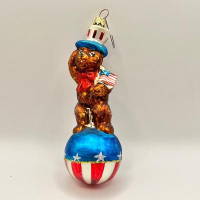 1246 Christopher Radko 1997 â€œTeddy for Presidentâ€ Glass Ornament