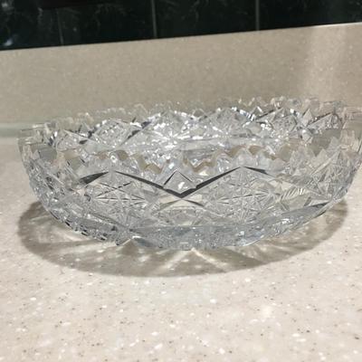 Vintage heavy  cut crystal glass serving dish