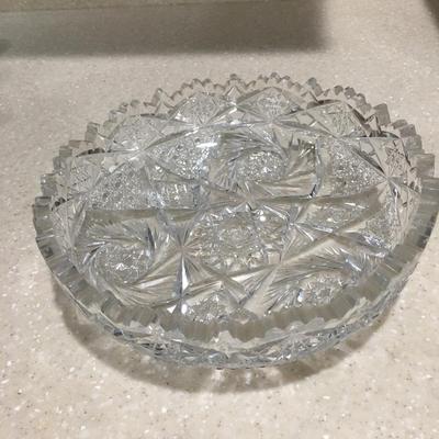 Vintage heavy  cut crystal glass serving dish