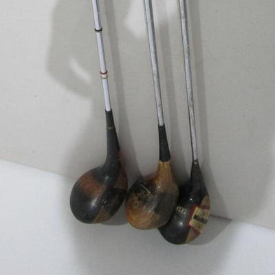 #11 3 Vintage Wooden Golf clubs