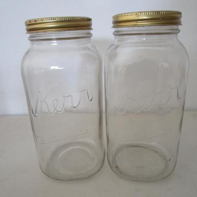 #95 Vintage Kerr 1/2 gallon canning jars wide mouth 