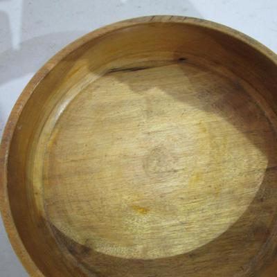 #98 Wooden Hawaii goblet, wooden bowl, decorative glass balls in netting