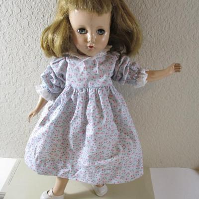 R&P 1950's Hard Plastic Doll  For Repair ( Fixer upper ) Hair, sparse, restrung Body good condition 14"