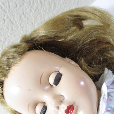 R&P 1950's Hard Plastic Doll  For Repair ( Fixer upper ) Hair, sparse, restrung Body good condition 14"