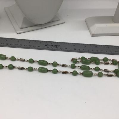 Unique. Vintage  Necklace. Each link Barrel Clasp. I ðŸ¤” Think.  GREEN JADE. Guessing