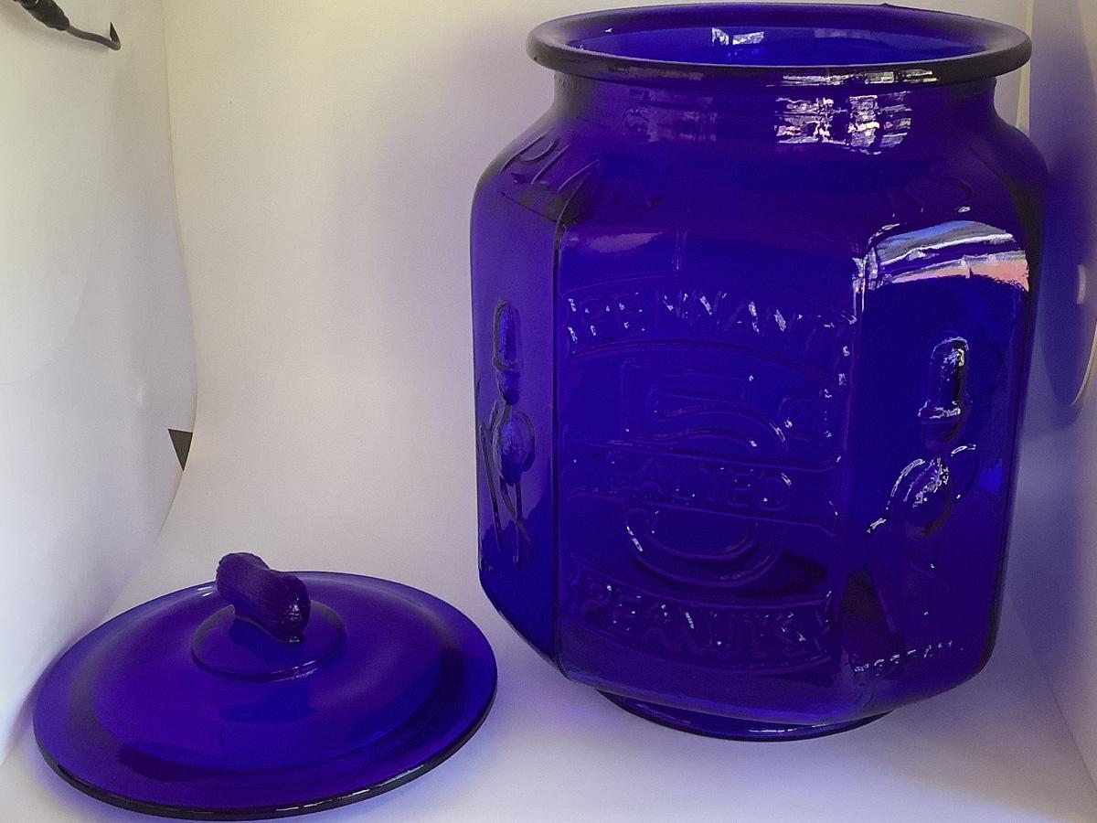 Pennant Salted Peanutscobalt blue jar