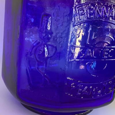 Pennant Salted Peanuts-cobalt blue jar