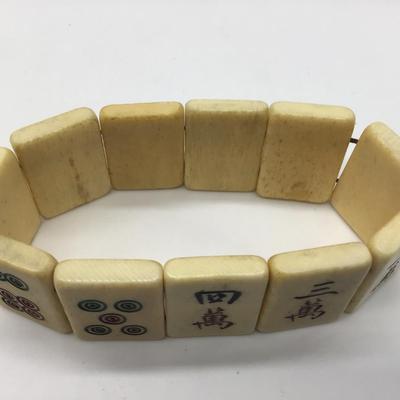 Vintage Bakelite Majong Tile Stretch Bracelet