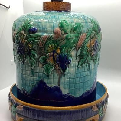 Majolica cheese ball dome & base