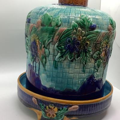 Majolica cheese ball dome & base