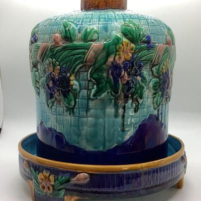 Majolica cheese ball dome & base