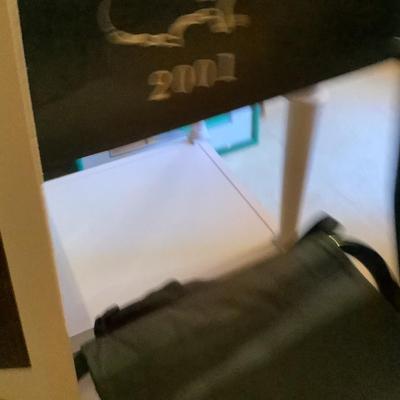 Masters Golf Course chair & HUSH signs
