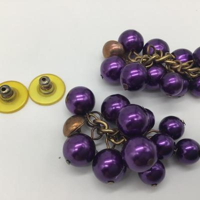 Vintage Purple Beaded Earrings