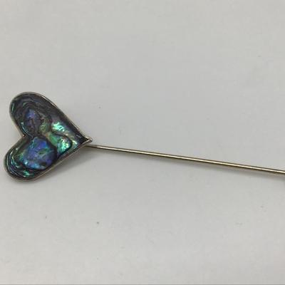Silver 925 Abalone Heart Pin