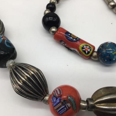 Handmade Glass India Tribal  Pendant Necklace Vintage