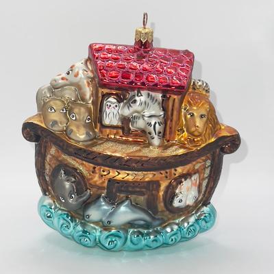1259 Christopher Radko Handblown 6â€ Noahâ€™s Vacancy Ark Glass Ornament