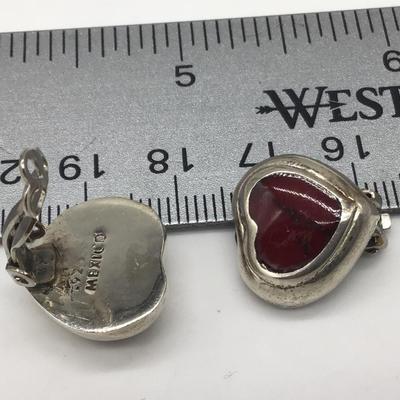 Silver 925 Stone Heart Earrings