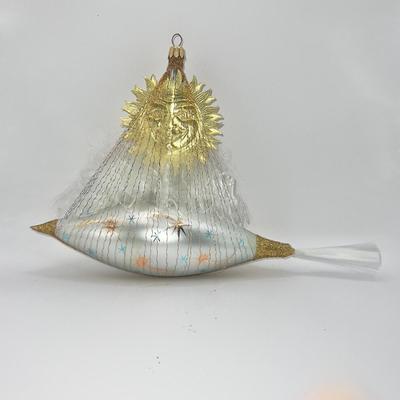 1261 Christopher Radko Ornament Sailing Sun with Clouds Wire Wrapped on Rocket Ship Ornament