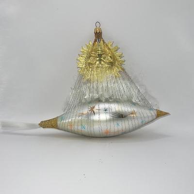 1261 Christopher Radko Ornament Sailing Sun with Clouds Wire Wrapped on Rocket Ship Ornament