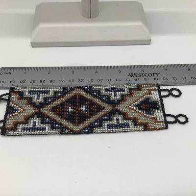 Beautiful Seed Beaded Bracelet Tribal Aztec Design