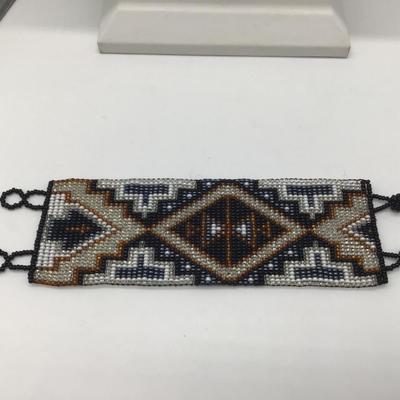 Beautiful Seed Beaded Bracelet Tribal Aztec Design
