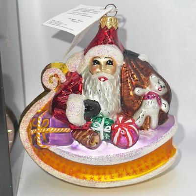 1266 Christopher Radko Sleigh Full of Toys, Handblown Glass Ornament