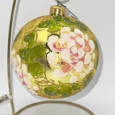 1272 Christopher Radko Handblown Glass 4â€ Floral Ball Ornament
