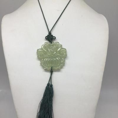 Carving Lotus Pendant Necklace Rope Chain