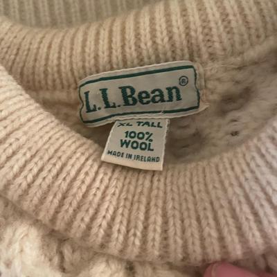 Mens L & XL Pure Wool, Aran Style LL Bean Sweaters & Hat (MC-RG)