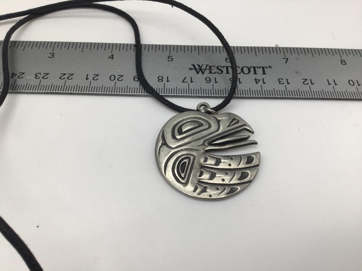 FREDERICK Pewter Necklace Canada Raven Eagle Pendant | EstateSales.org