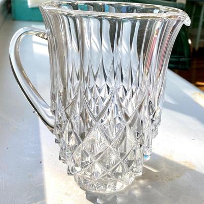 Antique Heavy Paneled Glass / Crystal Pitcher from Squire Mansion