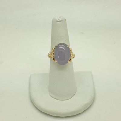 #8287 14K Yellow Gold Purple Jade Ladies Ring