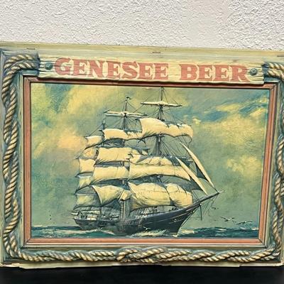 Vintage Genesee Beer Plastic Insert Clipper Ship Sign