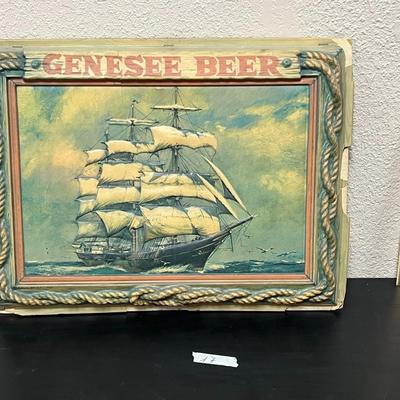 Vintage Genesee Beer Plastic Insert Clipper Ship Sign