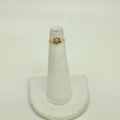 #8290 14K Yellow Gold European Cut Diamond Ladies Ring