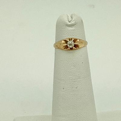 #8290 14K Yellow Gold European Cut Diamond Ladies Ring
