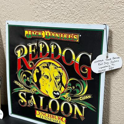 Vintage Yuengling Original Black & Tan Tin Sign 1996 Beer Wall Hanging and Vintage Jack Daniels Red dog Saloon sign 1990s Bar room Game