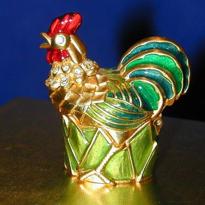 Estee Lauder White Linen Jeweled Rooster Solid Perfume Compact Lot 231