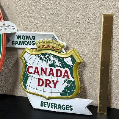 Vintage George Killian's Irish Red Ale Beer Sign and Canada Dry Beverages Sign