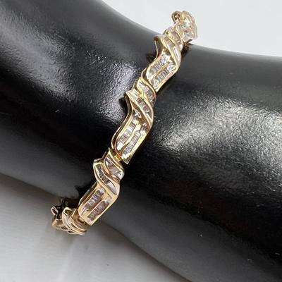 14K YG ~ 8.25” Baguette Diamond Bracelet