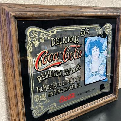 Vintage Coca Cola Mirror Sign Delicious Relieves Fatigue man cave