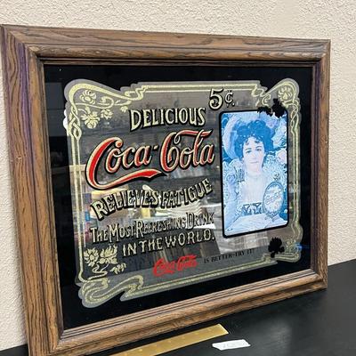 Vintage Coca Cola Mirror Sign Delicious Relieves Fatigue man cave