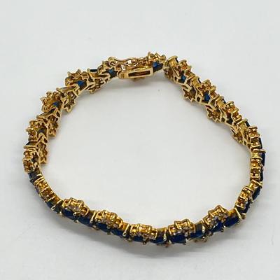 LOT 75: Gold Vermeil Sterling Silver & CZ 7-1/2 Bracelet