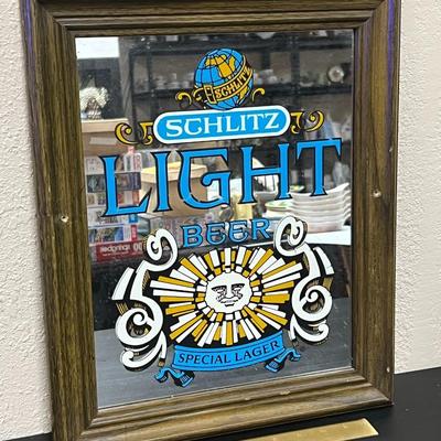 Vintage Schlitz Light Beer mirror Sign