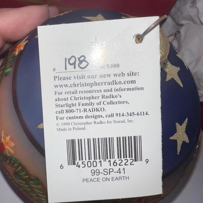 1290 Christopher Radko 1999 Peace on Earth Glass Ball Ornament