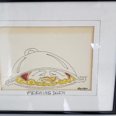 5 Humorous original drawings 1988 George Moran signed