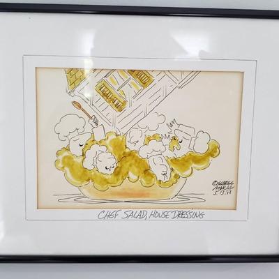 5 Humorous original drawings 1988 George Moran signed