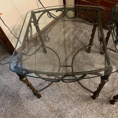 Two glass end tables