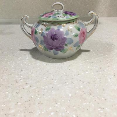 Vintage unmarked Ceramic sugar bowl with lid